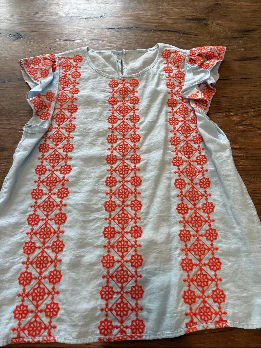 THML White Top with Orange Embroidered Stripes - Picture 2 of 5